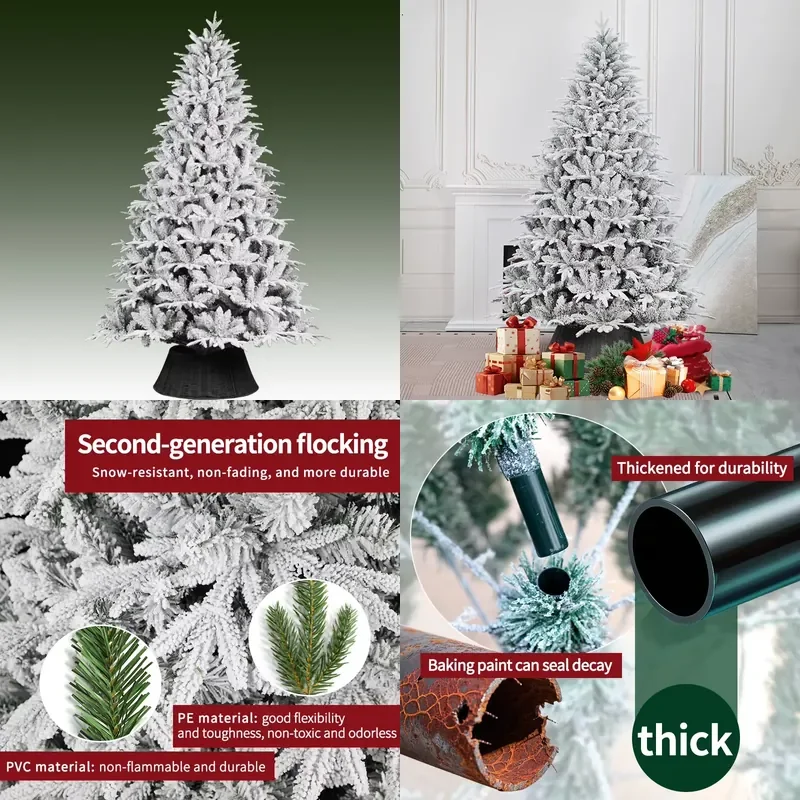 Snow White PE PVC Flocked Artificial Christmas Tree Eco Friendly Non Toxic Customizable Size