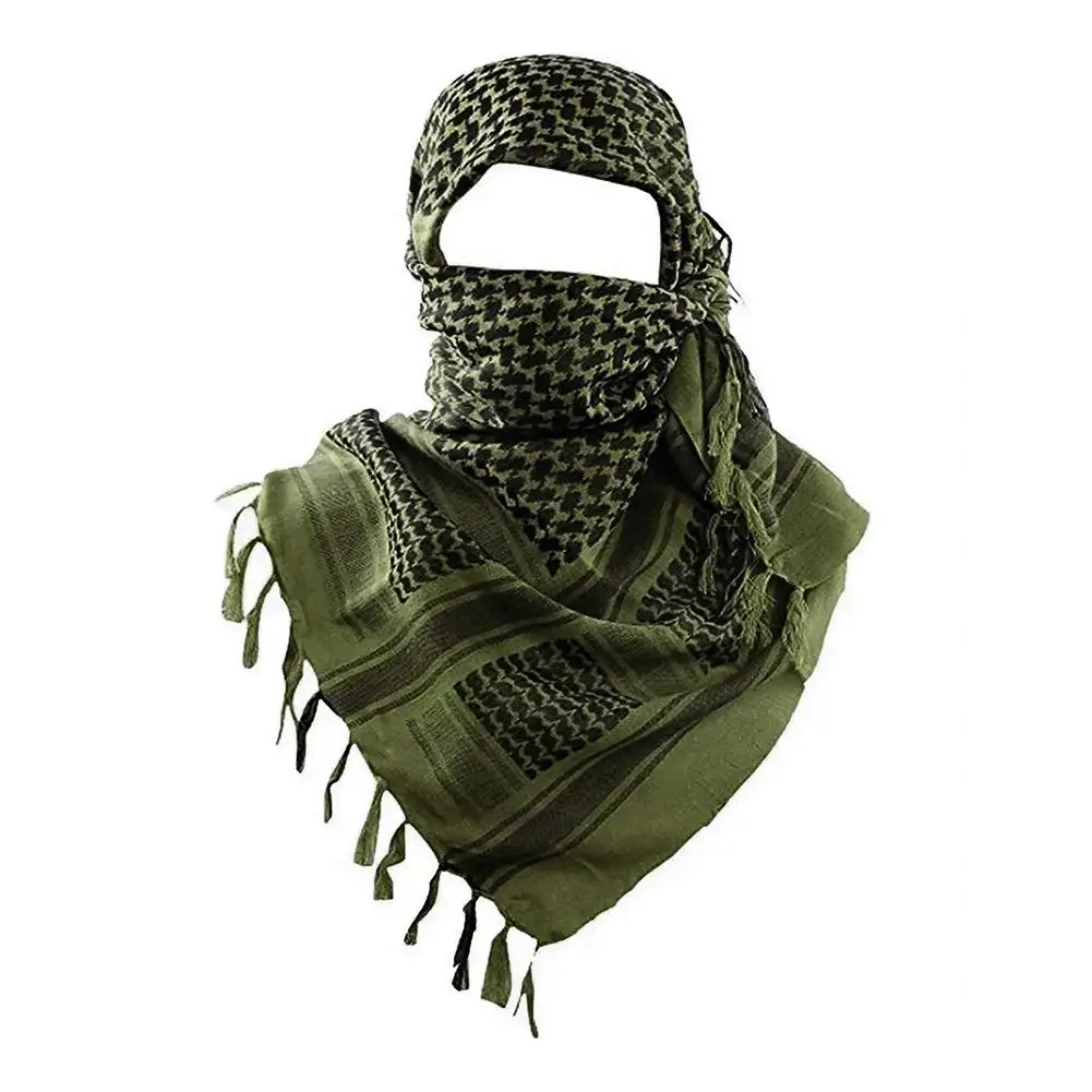 Lenço Tático Árabe Unissex Militar Deserto Shemagh Keffiyeh Corta-Vento de Algodão Xadrez para Esportes ao Ar Livre