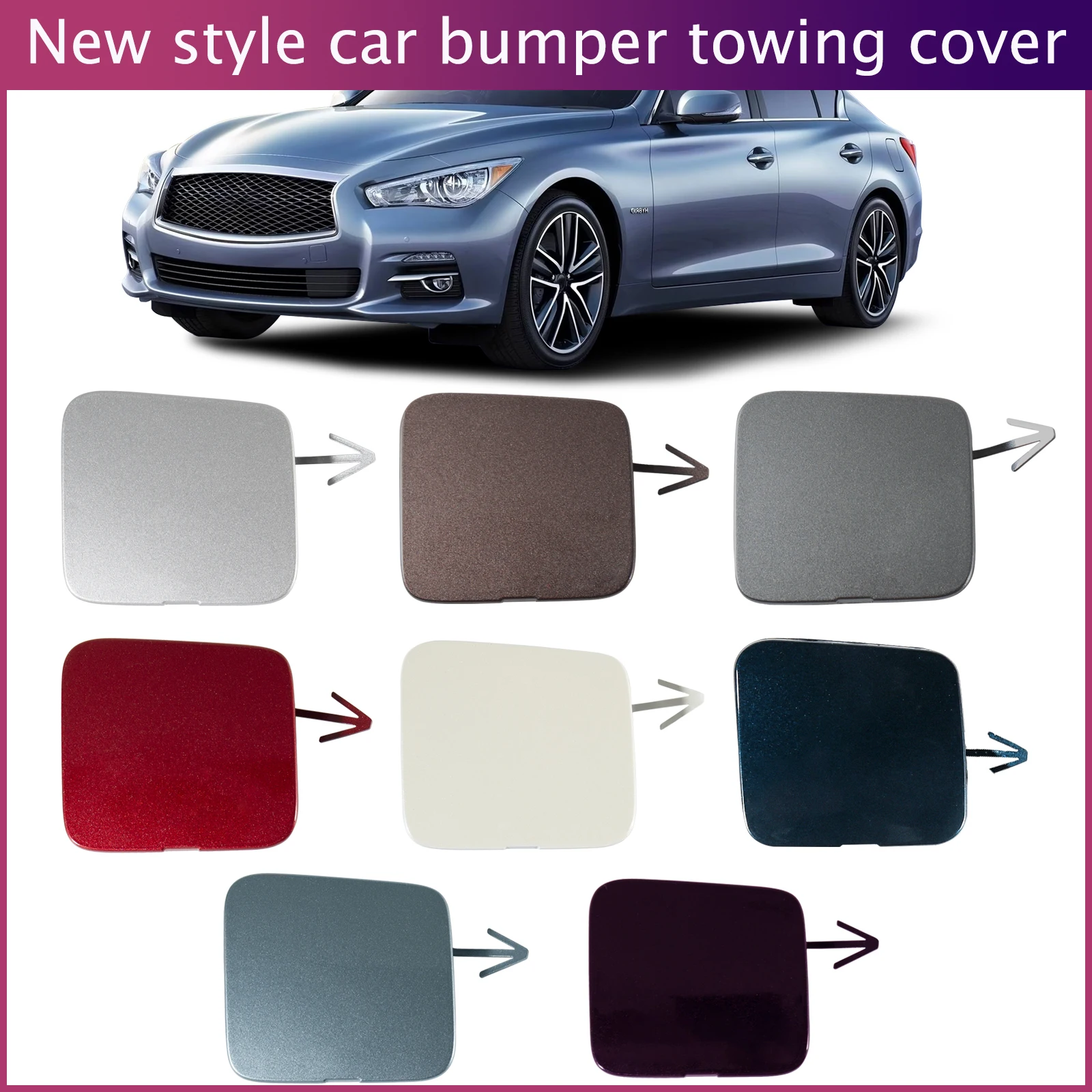 

Front Bumper Tow Hook Cap Towing Eye Cover For Infiniti Q50 2014 2015 2016 2017 2018 Right 622A1-4GA0A Trailer Cover