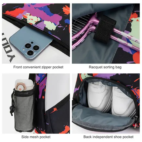 Oxford Tenisracketryggsäck Stor kapacitet Axelväskor Multifunktionell Slitstark med Dragkedja Utomhustillbehör 8 best sales racketväska - №7