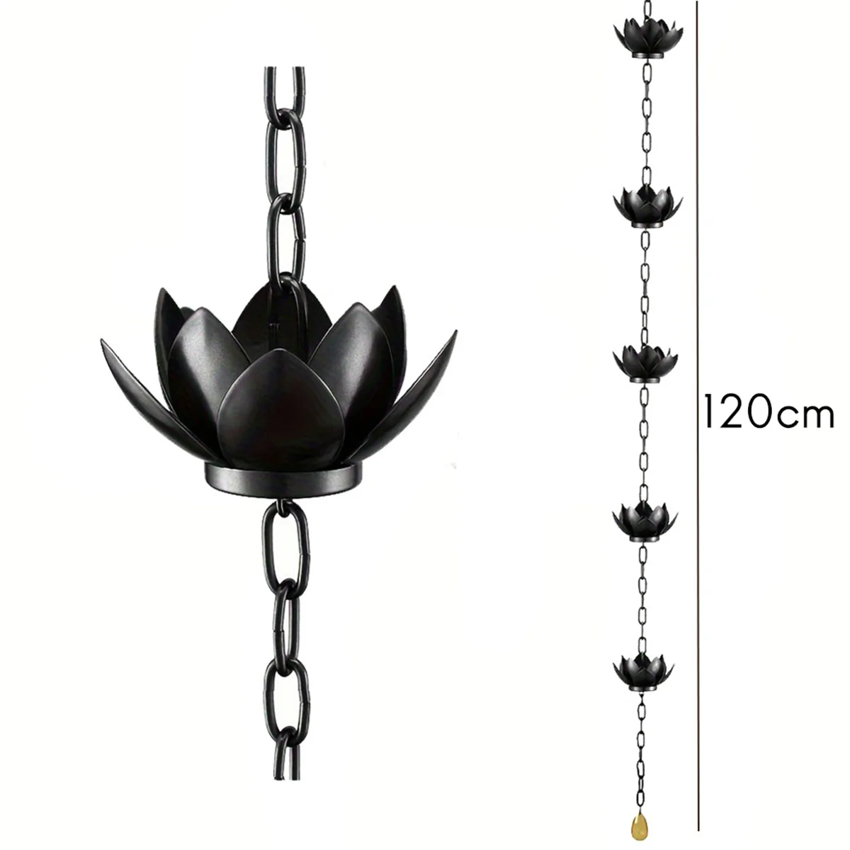Rain Chain, Lotus Rain Catcher Chain for Gutters Outside , Rain Chain Cups to Replace Gutter Downspout, Divert Water