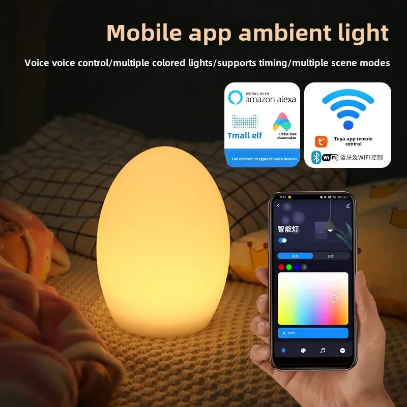 

Умная настольная лампа с голосовым граффити, Wi-Fi, красочная меняющая цвет, управление мобильным приложением, ночник