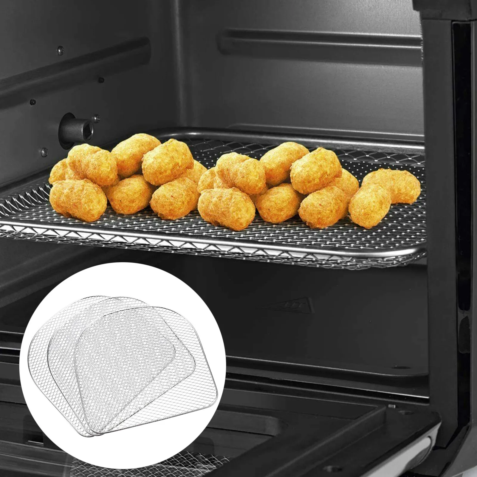 

3Pcs Air Fryer Dehydration Rack Premium Stainless Steel Oven Accessories Airflow Grilling Rack Nutrient Preserving