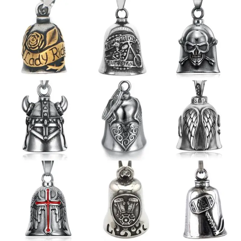 Retro Motorcycle Wind Domineering Angel Wings Love Bell Pendant Lucky Jewelry Cyclist Rider Birthday Gift