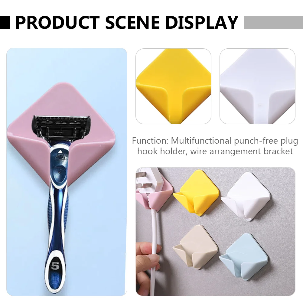 

2 Pairs Stand Plug Bracket Cable Holders for Cords Hanging Hooks Cell Phone Clothes