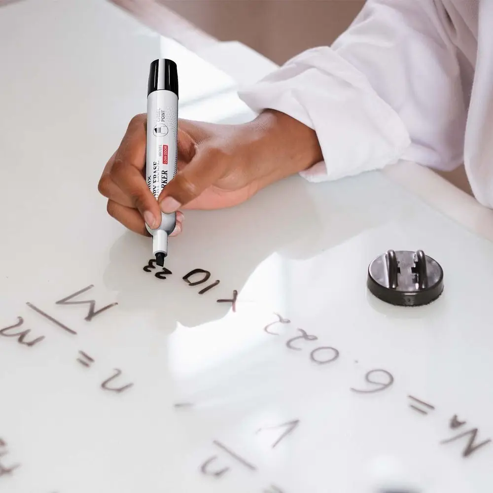 مجموعة من 4 أقلام تحديد للمسح الجاف باللون الأسود، 36 قطعة لكل منها، إجمالي 144، طرف إزميل للسبورات البيضاء - مثالية للفصول الدراسية والمكتب #5