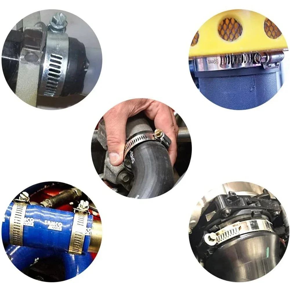 Stainless Steel Adjustable Worm Gear Screw Band Hose Clamp Hose Clamps Set  for Pipe Fuel Tube Faucet Fasteners Assortment Kit