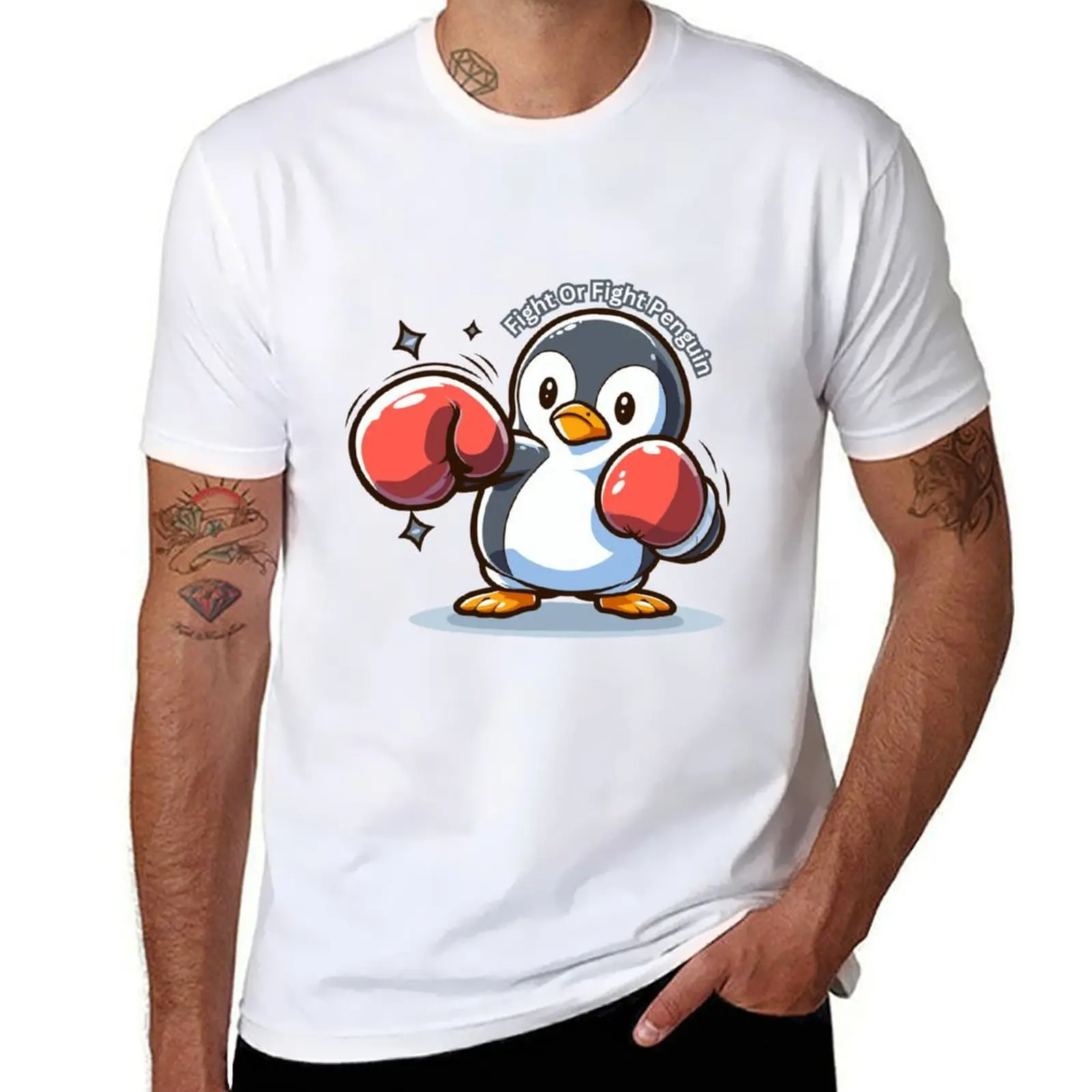 

Футболка Fight Or Fight Penguin, мужская футболка из хлопка, мужская футболка из 100% хлопка, футболка высокого качества