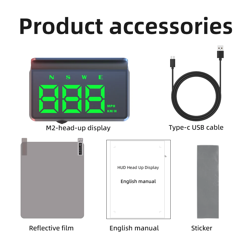 Car Big Font GPS HUD W2S Head Up Display Car Speedometer Auto Digital Accessories Electronics Projector Display White Green Ligh