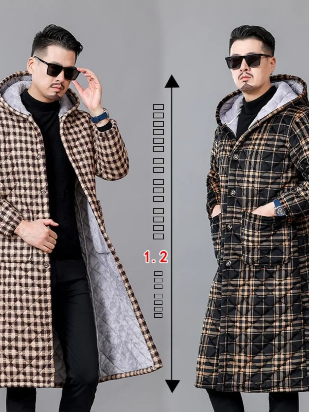 

Thiened Fce Warm Cotton Jaet Men's Workwear Home Clothes Long Coat Hooded Busin Casual Sle Winter Outerwear