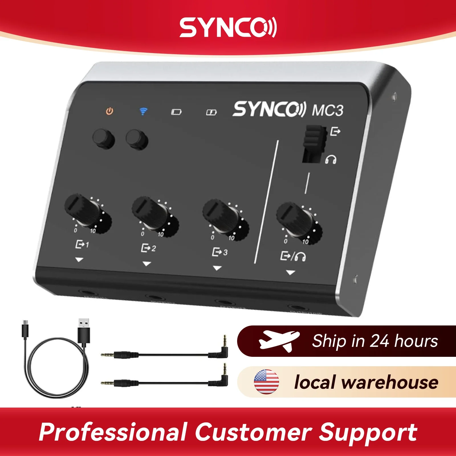 

SYNCO Audio Mixer 4-Channel Portable Stereo Line Mixer for Microphones Smartphones Tablets Mini Earphone Splitter