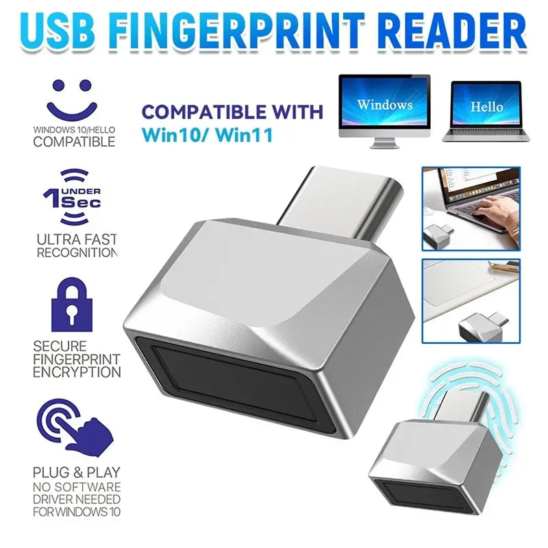 ABKJ-Computer Fingerprint Login Windows Hello Fingerprint Dongle Unlock Win10/11