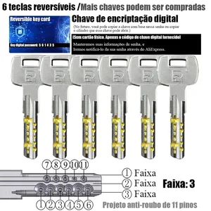 Padrão europeu de alta qualidade cilindro de bloqueio fechadura da porta de entrada fechadura da porta ao ar livre cilindro porta 11 pinos cilindro anti-roubo 10 principais vendas cilindro de - №3