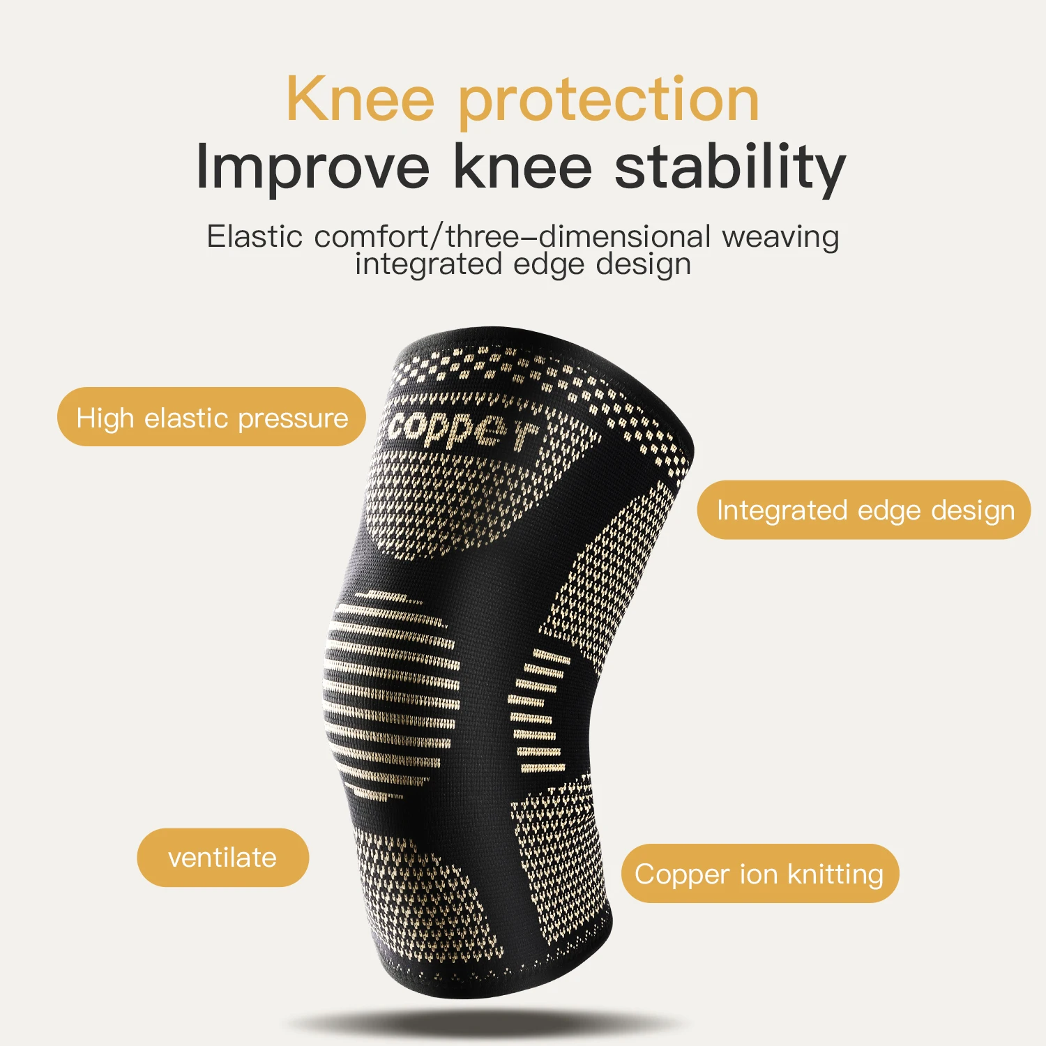 1PC Copper Knee Brace for Arthritis Pain Support-Copper Knee Sleeve for knee pain Compression sleeve for Sports,Knee Pain Relief