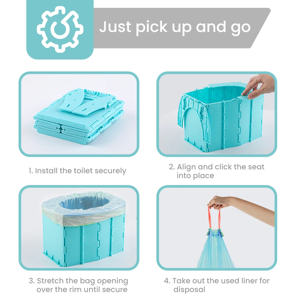 Portable Folding Toilet For Emergency Camping And Hiking, Multi-Function Storage Box Travel Essential