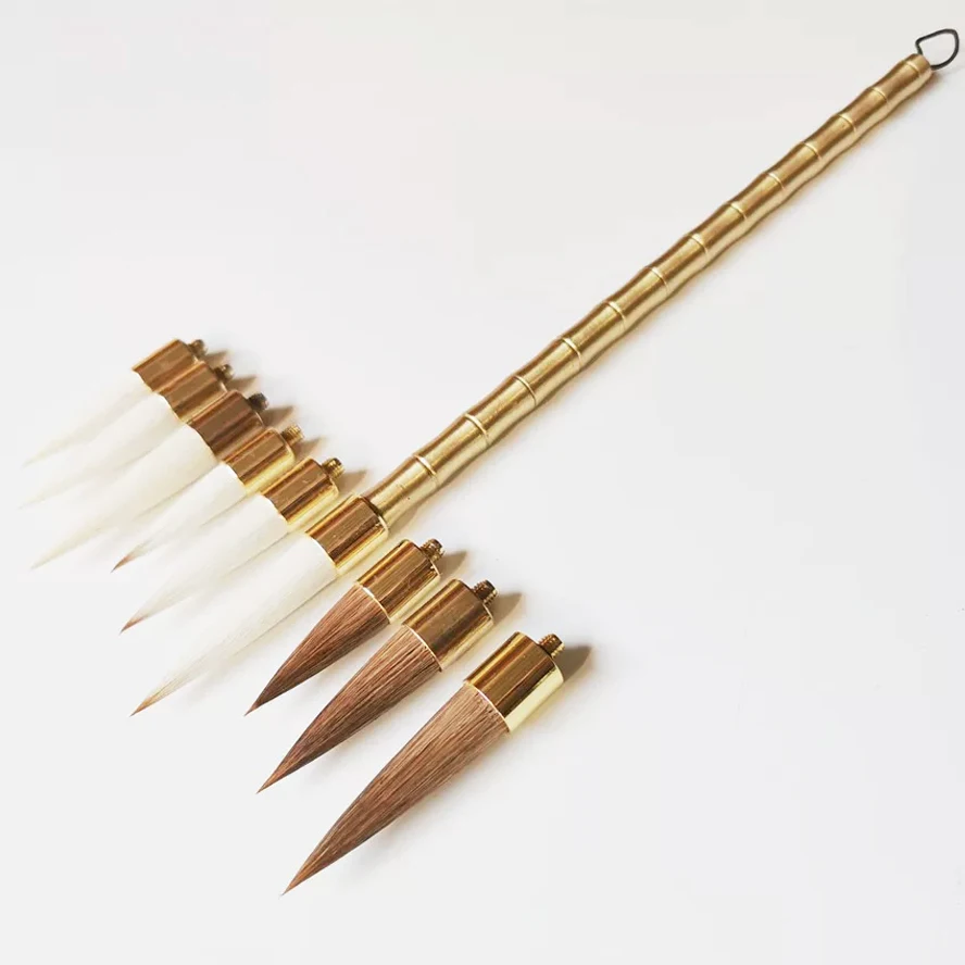 

Набор кистей для каллиграфии премиум-класса из чистой меди | Сменные головки для волос | Основная ручка-инструмент для написания каллиграфии
