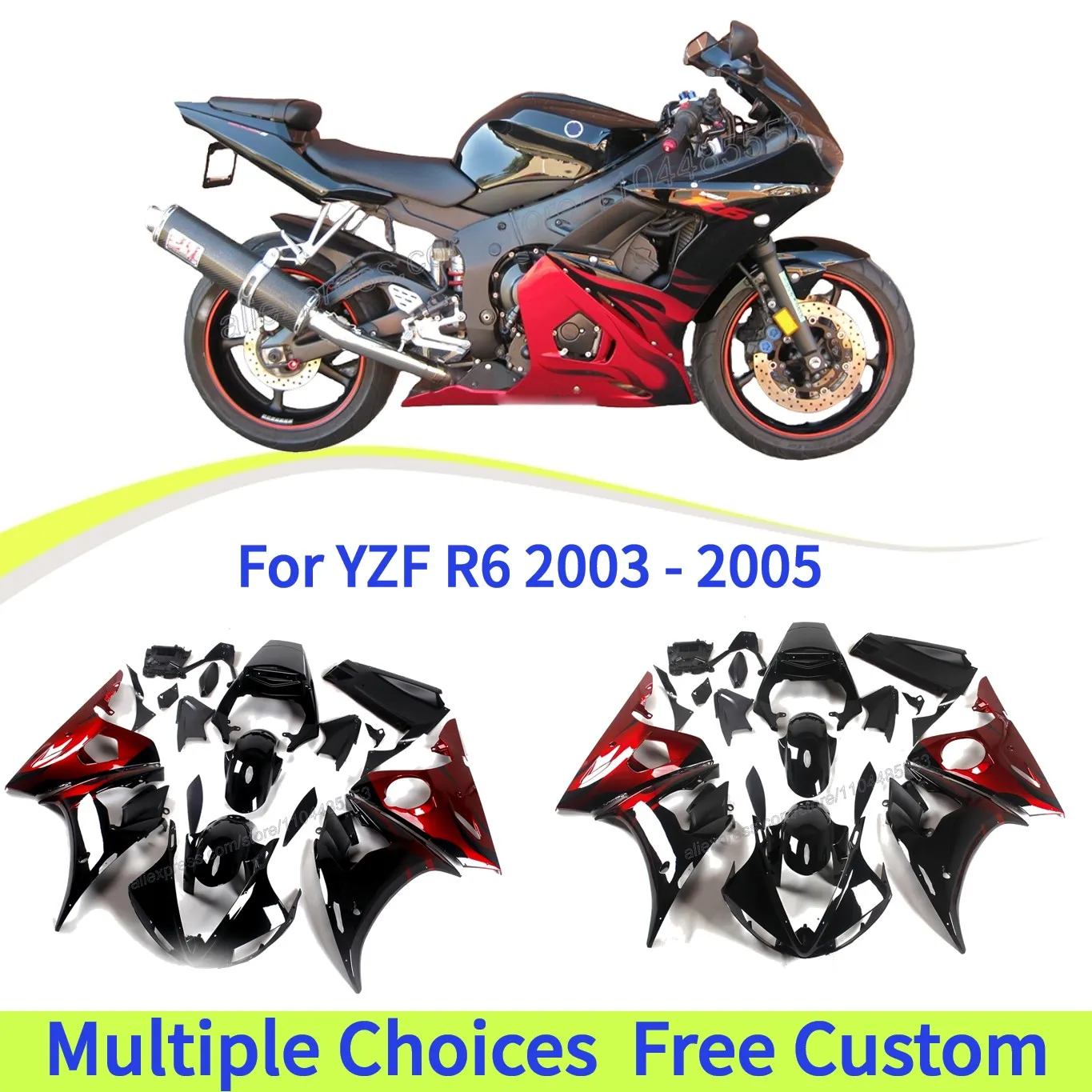 

Комплект обтекателя Prime для YAMAHA YZFR6 2003 2004 2005 YZF-R6 03 04 05, глянцевый черный, красный | Комплект пластикового кузова мотоцикла