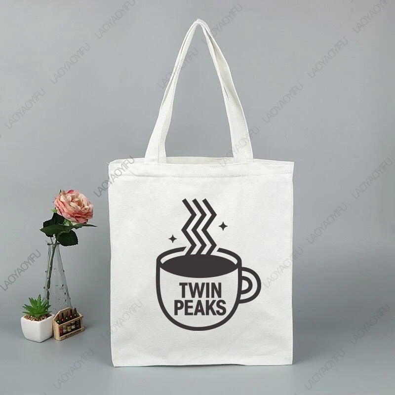 Twin Peaks Movie Tote Bags for Student Cloth Bag Totebag Women Shopper Shopping Aesthetic Woman Canvas Large University Shoulder