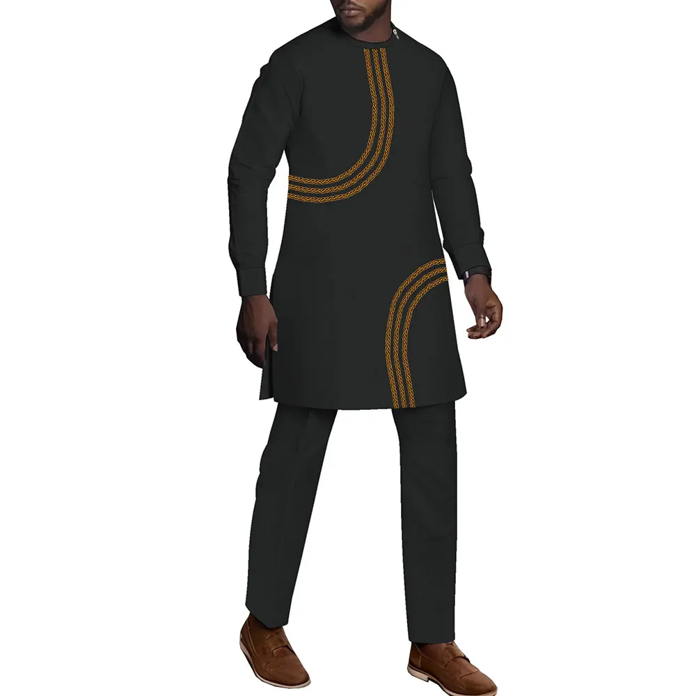 African Clothing Dashiki Men 2 Pieces Shirts and Pant Set Clothing Long Sleeves O Neck Autumn Mens WYN2055