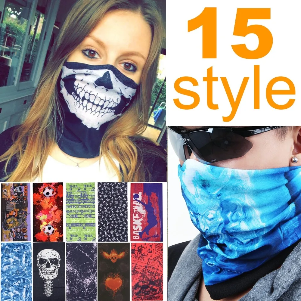 

Seamless Multi Function Skull Tube Tubular Half Face Mask Headband Headwear Bandana Neck Warmer Black