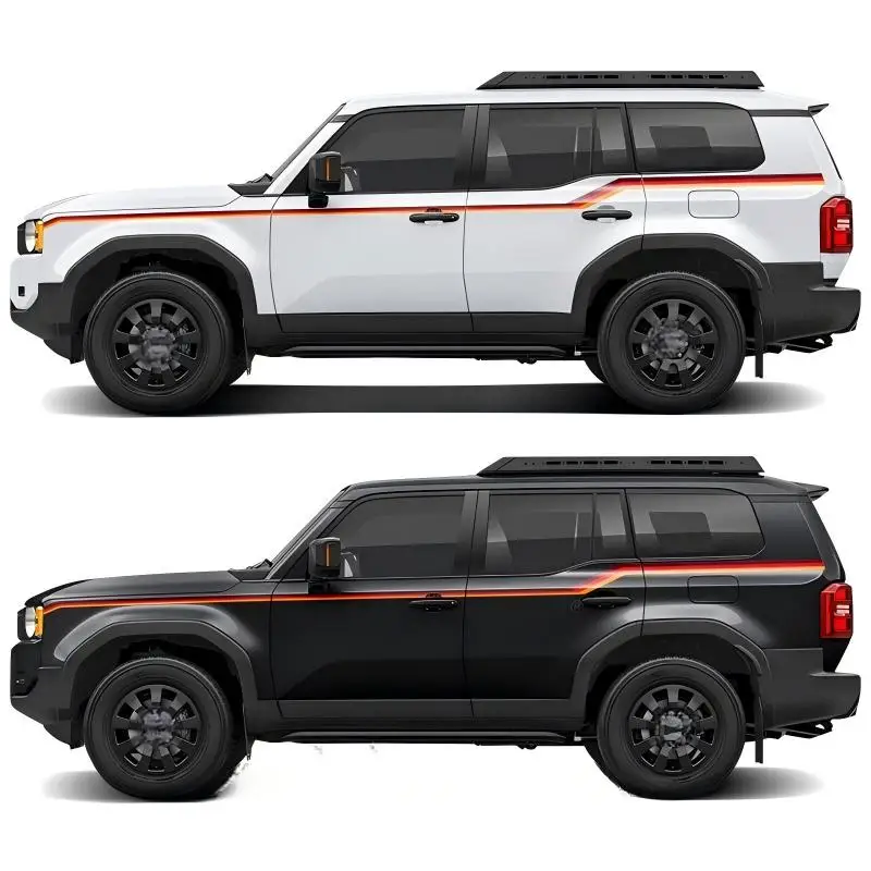 Аксессуары для Toyota Prado LC250: наклейки на кузов, внешняя модификация, спортивный виниловый декор, индивидуальный дизайн.