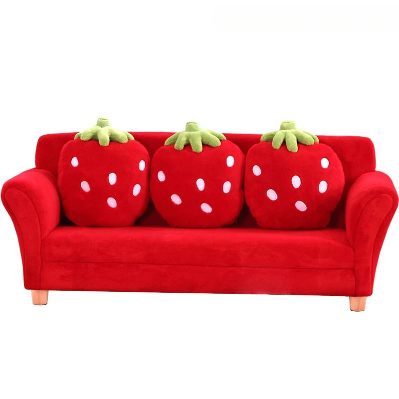 Children\'s room sofa cute cartoon fabric multi-seat combination strawberry sofa with pillow kindergarten baby sofa