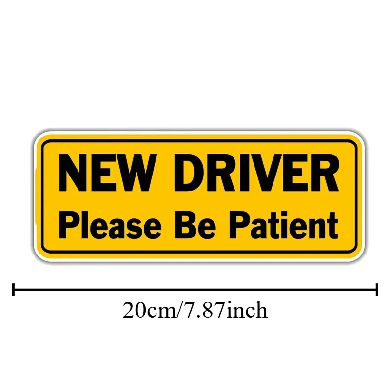 1Pc 2D Flat New Driver Please Be Patient Vinyl Sticker, Waterproof UV Resistant Decal for Car Motorcycle, Holiday Gift