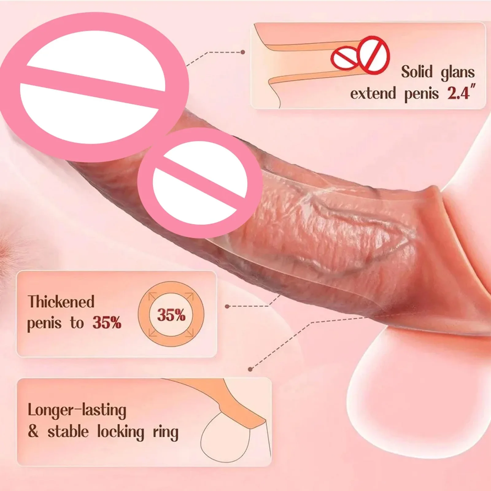 Vibrator for Men Penis Enlargement Sleeve Cock Header Enlargement Extension Enhancement Men Silicone Condom Sex Toy