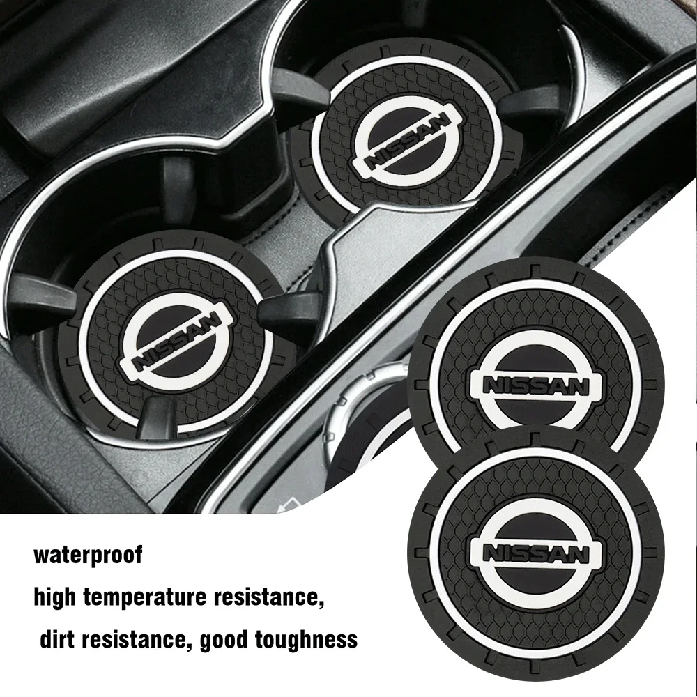 Car Coaster Water Cup Bottle Holder Anti-slip Pad Mat Silica Gel Waterproof Center Cover For Nissan X-Trail Leaf Patrol Altima