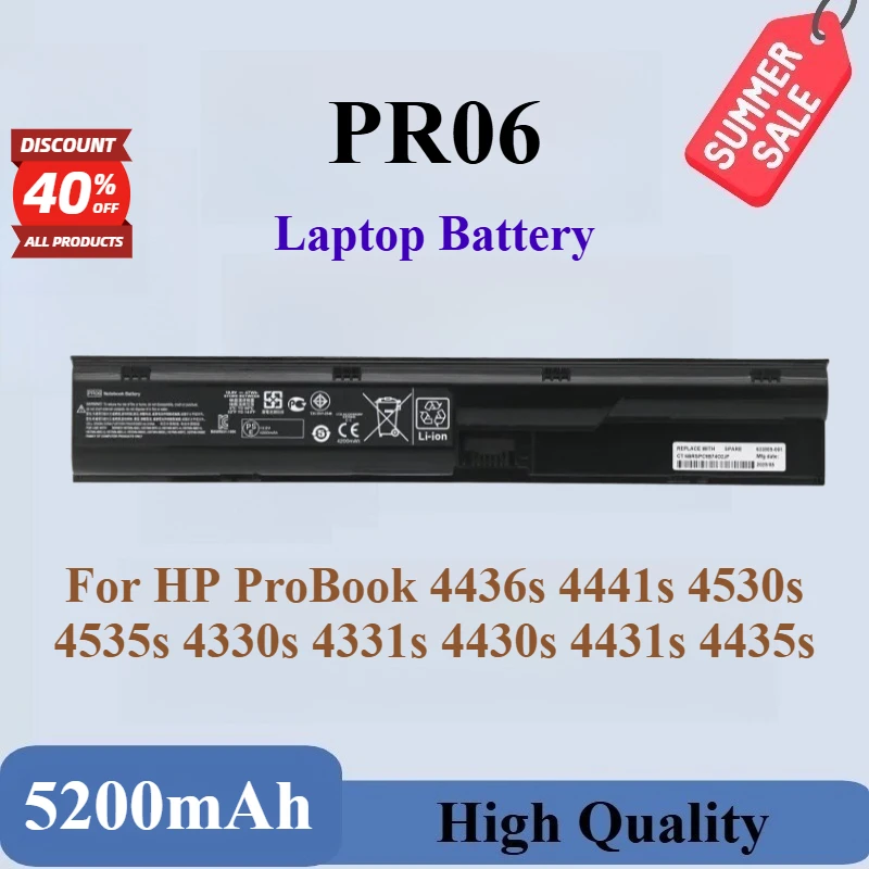 

High Quality Brand New PR06 Laptop Battery 10.8V 5200mAh For HP ProBook 4436s 4441s 4530s 4535s 4330s 4331s 4430s 4431s 4435s