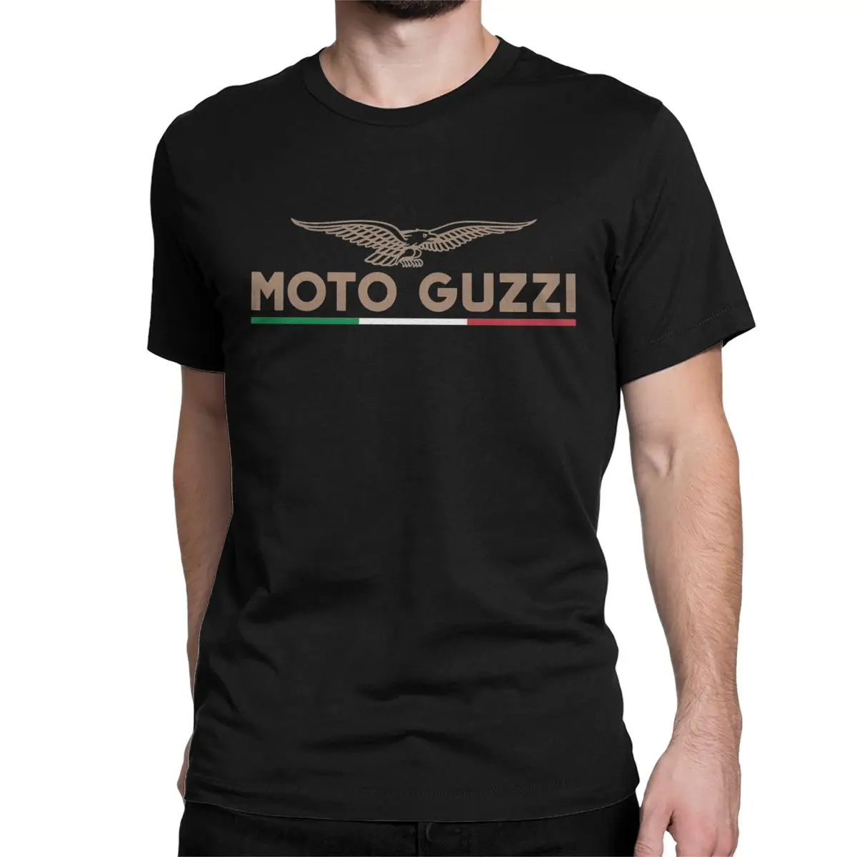 تي شيرت للرجال والنساء بشعار Moto Guzzi ، تي شيرت قطني ، أكمام قصيرة ، شعار لاصق ، قمم برقبة دائرية ، مقاس كبير