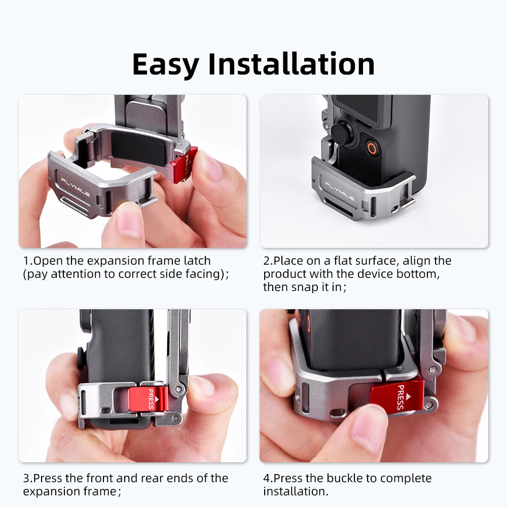 Flymile Stativ für DJI Pocket 4 4P 3 Zubehör Magnetisches Schnellverschluss-Stativ Metall Klappbarer Griff mit Verstecktem Haken – Detail 14