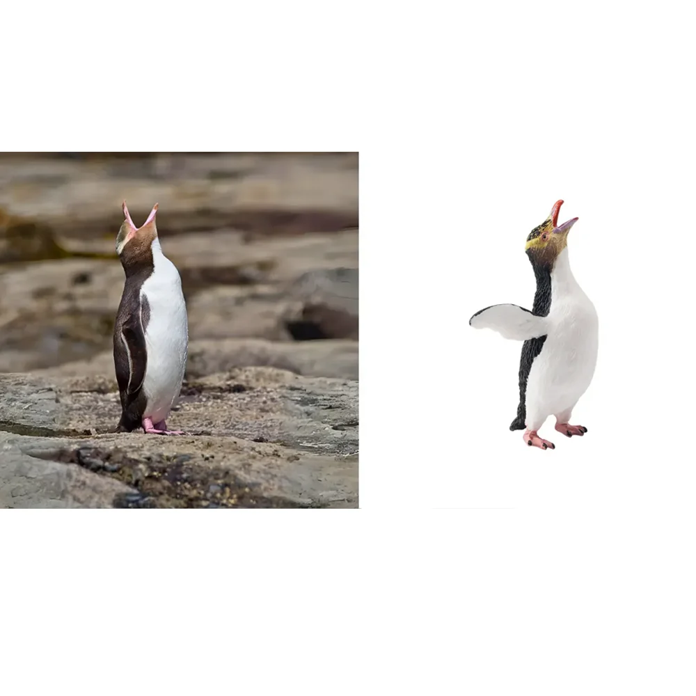 Toymany Simulazione Pinguino dagli occhi gialli Modello animale polare Giocattolo Mini Figure Bambole Action Figurine Giocattoli Regalo per bambini Decorazione torta