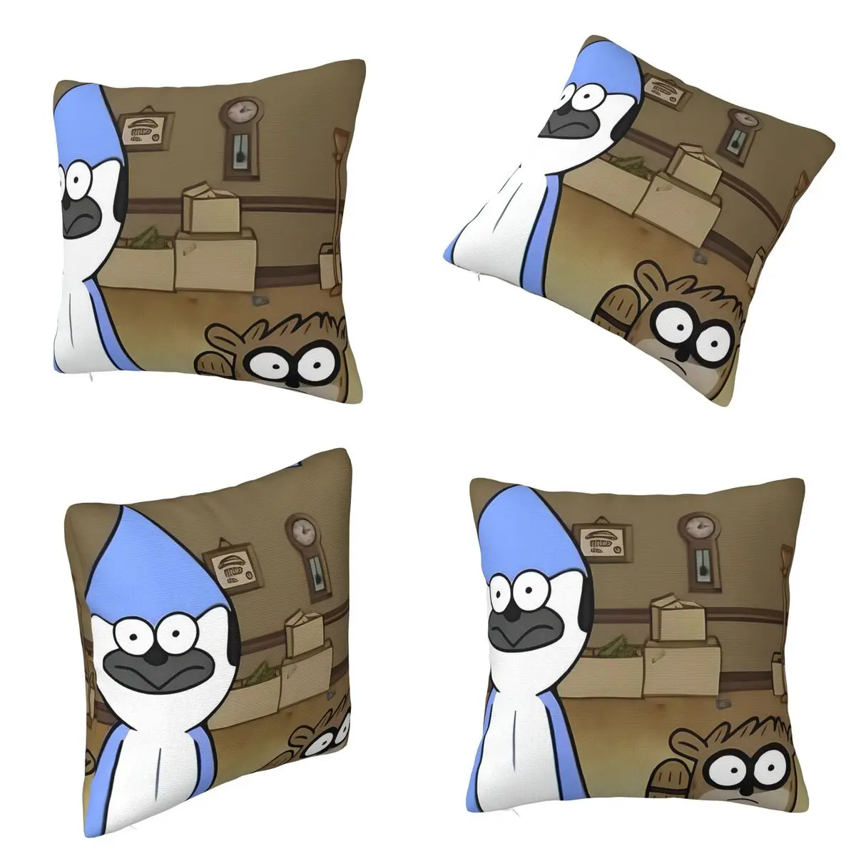 غطاء وسادة مربع من Mordecai and Rigby غطاء وسادة من البوليستر ديكور مريح للأريكة المنزلية