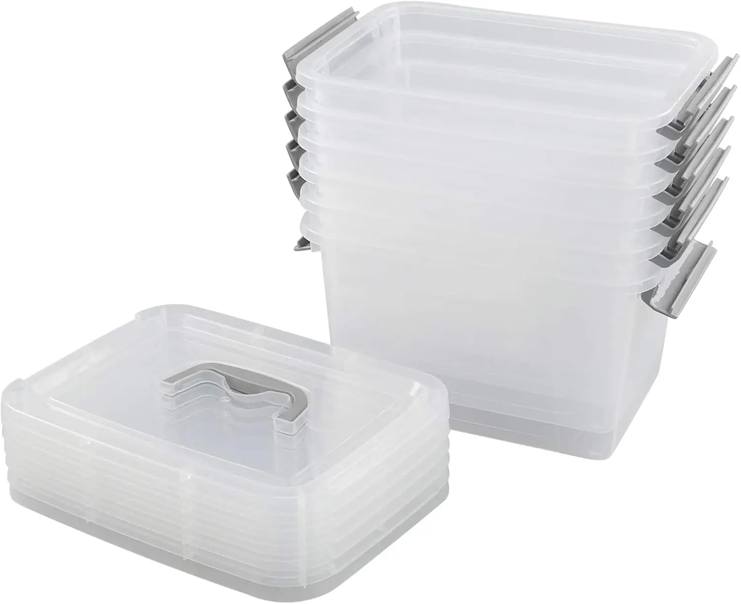 

6 Packs Small Plastic Storage Box with Lid, 5 Quart Tote Bin
