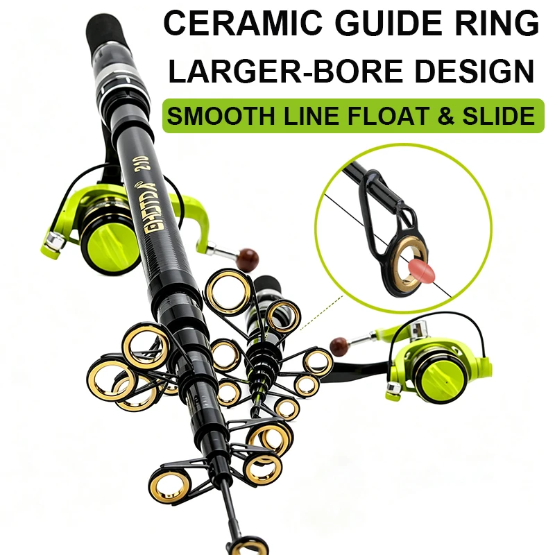 Spinning Fishing Rod and Reel Combo 1.5-2.4m Carbon Sea Rod and 5.2:1 Gear Ratio Metal Spool for Freshwater Bass Pike Fishing - view 3