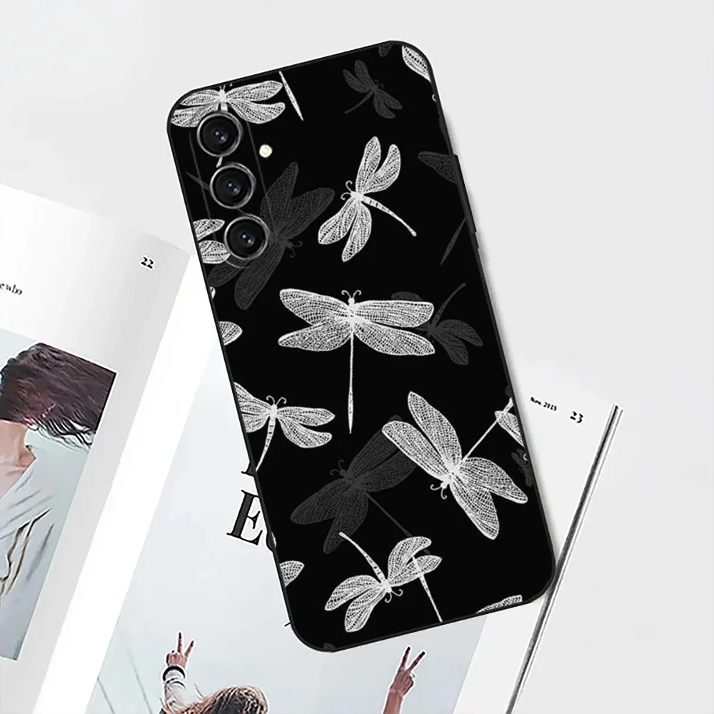 Dragonfly Animal Phone Case For Samsung S24,21,22,23,30,Ultra,S20,Plus,Fe,Lite,Note,10,9,5G Black Soft Cover