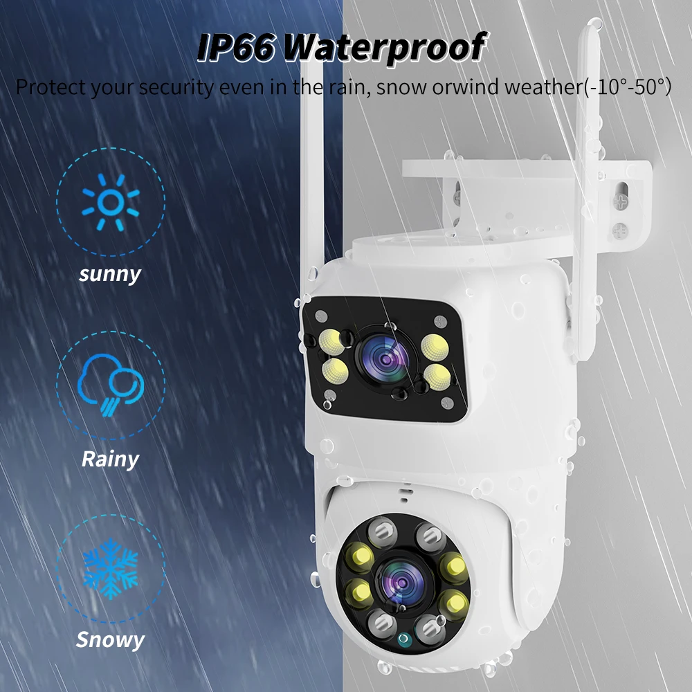 Tuya 2K 4MP Onvif Wifi Outdoor Camera Dual Lens Auto Tracking Night Vision Security Protection CCTV Surveillance lP Camera