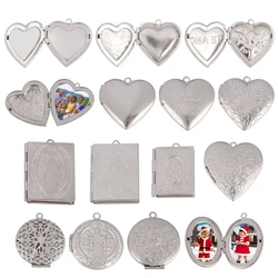 3pcs/Lot NO Fade Stainless Steel Heart Photo Locket Frame Reliquary Photo Frame Pendant Charms For Jewelry Making Accessories