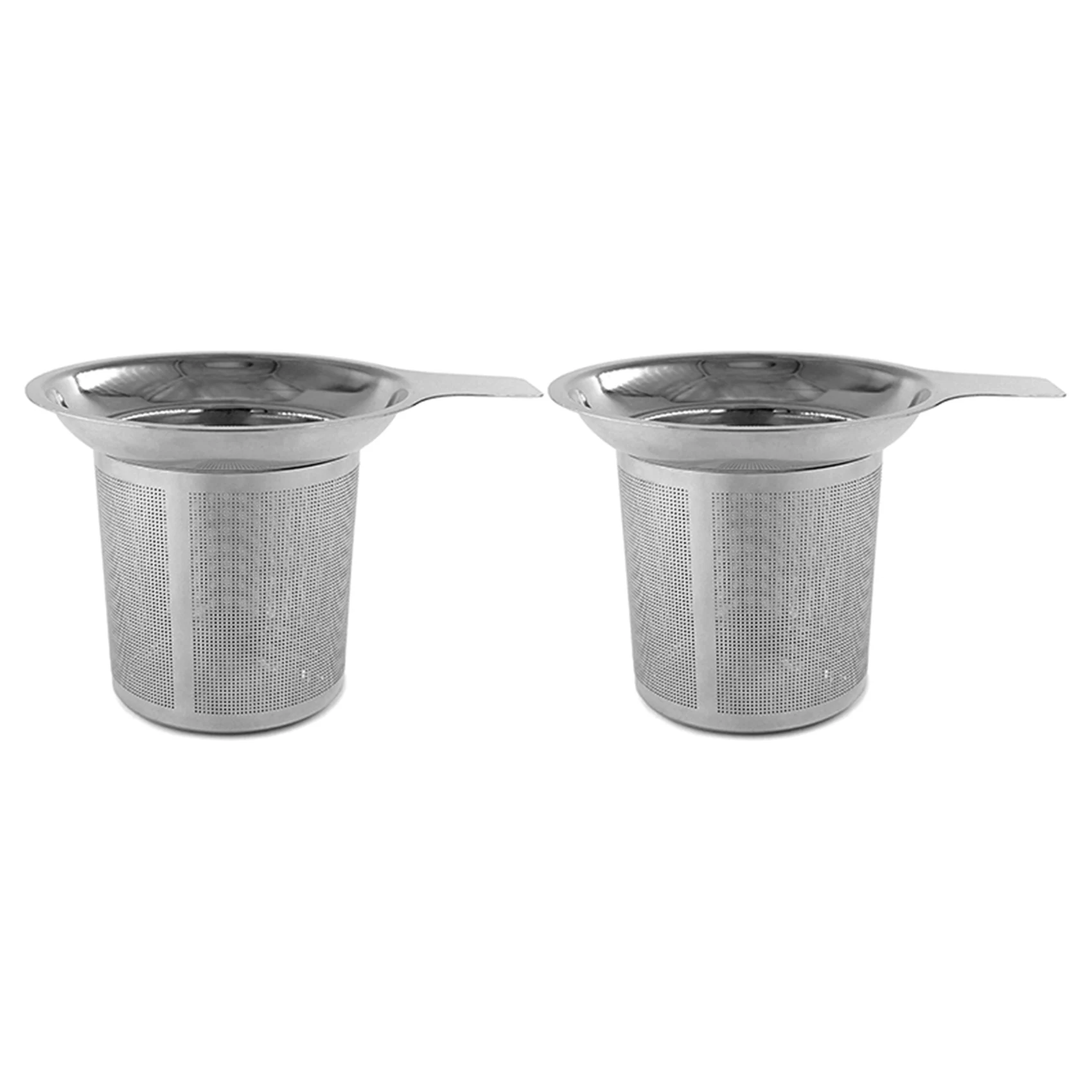 FLYY-2X Teefilter aus Edelstahl, Teekanne, Teesieb, Kaffeetasse, Siebfilter, hochdichter Filter mit Griff – Detail 1