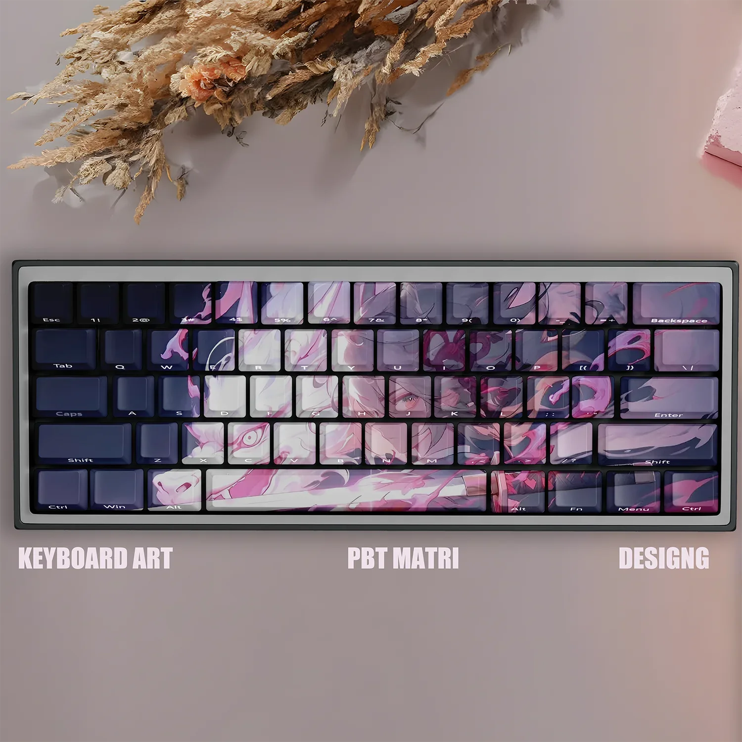 

Розовые колпачки для клавиш из ПБТ с выгравированной по бокам для девочек, обучающие ночным демоном, май из