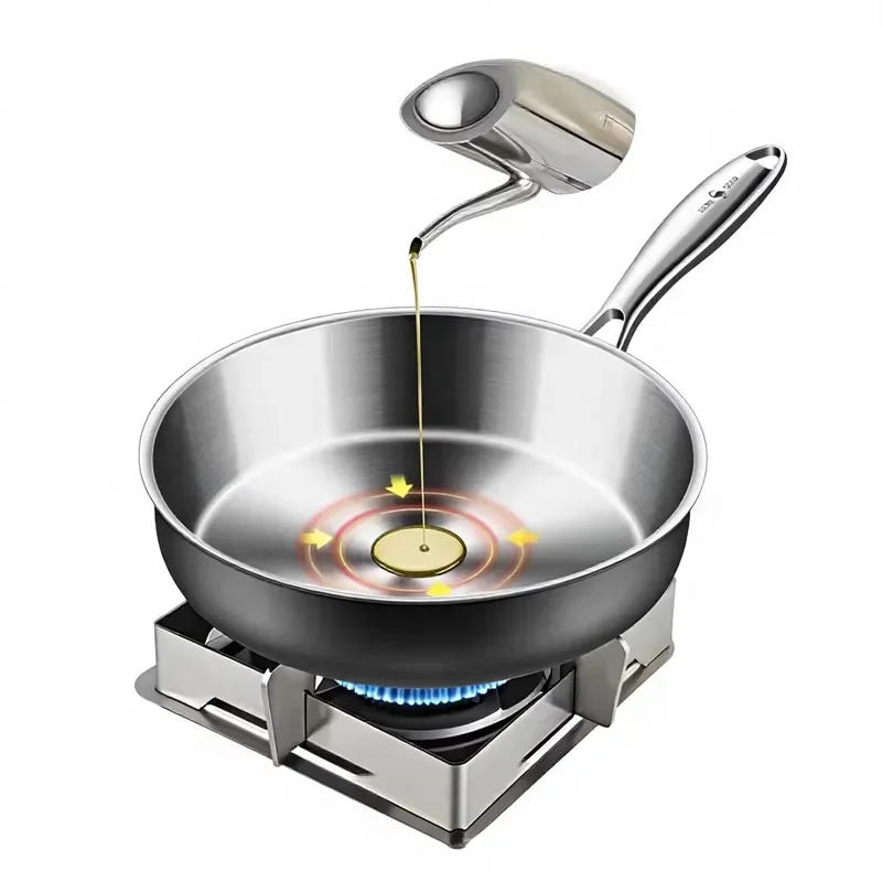 18 10 Stainless Steel 5 Ply Nonstick Frying Pan Double Handle Induction Compatible Heavy Duty Cookware for Gas Stove Kitchen