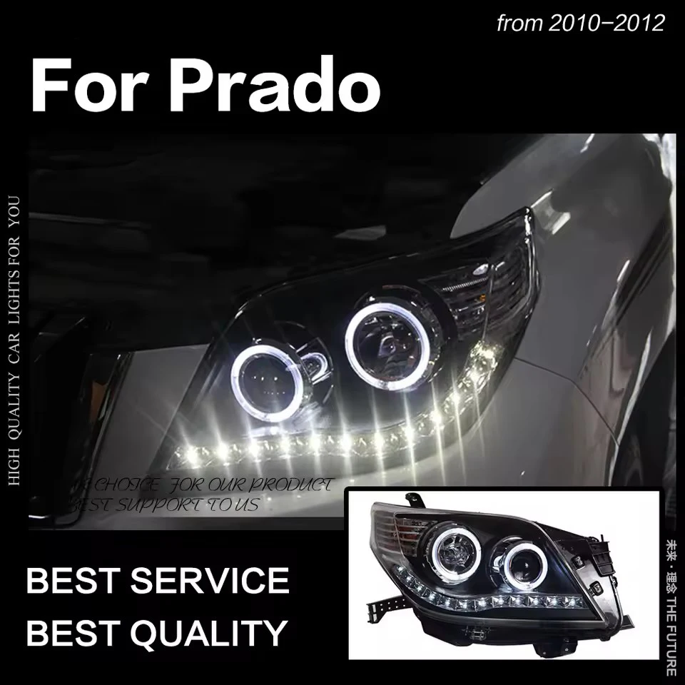 Стайлинг автомобиля для фар Toyota Prado 2010-2012 LC150, светодиодная фара DRL, скрытая фара, ангельский глаз, биксеноновый луч, аксессуары