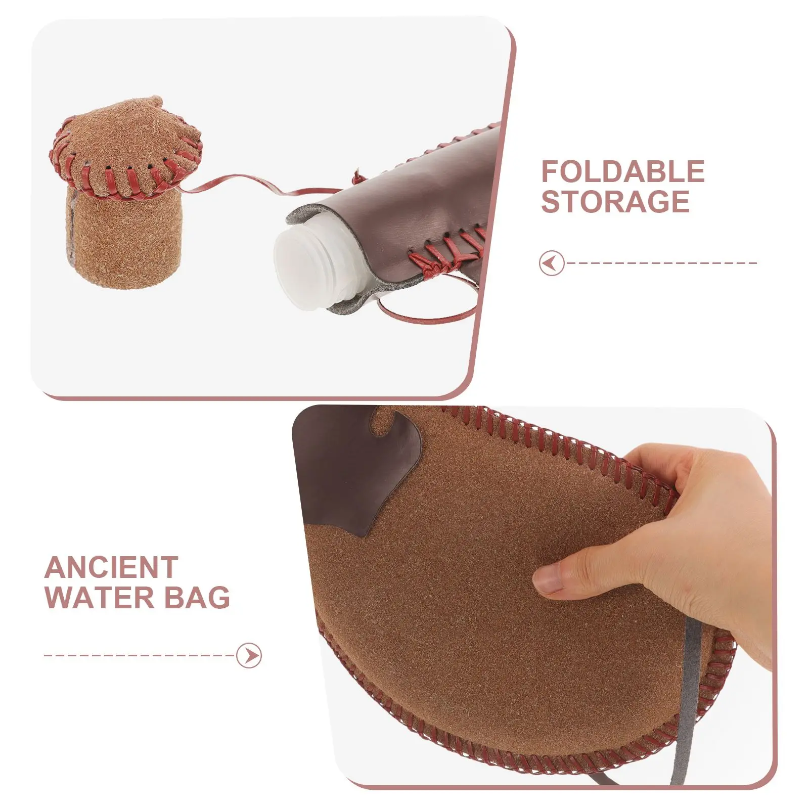 Ancient Water Bag Flask Exquisite Milk Belt Leather Bota Wine for Man Wear-Resistant Dancing Performance Prop