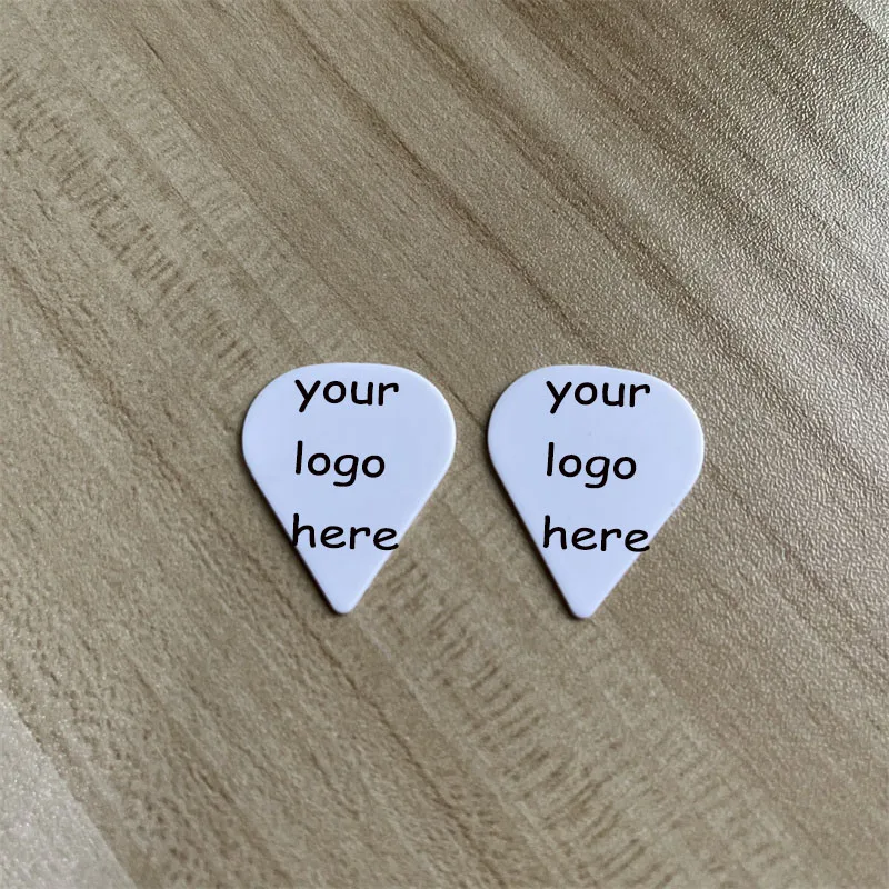 Delrin-Customized Print Logo Guitar Picks, Sharp Shape, White Matt, High Quality, 100Pcs