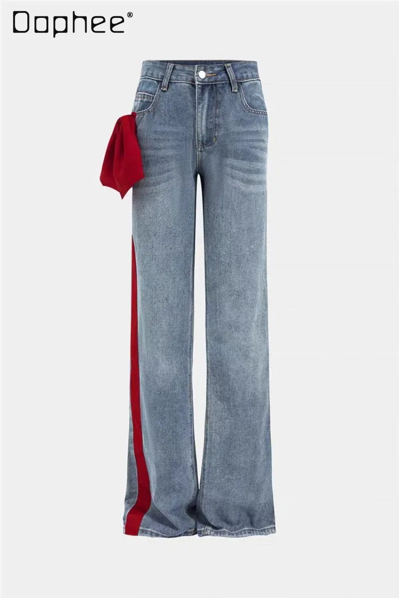 European Station Trendy Fashion Versatile Slim Fit Casual Jeans Commuting Style Trendy High Waist Slim Flared Pants for Women