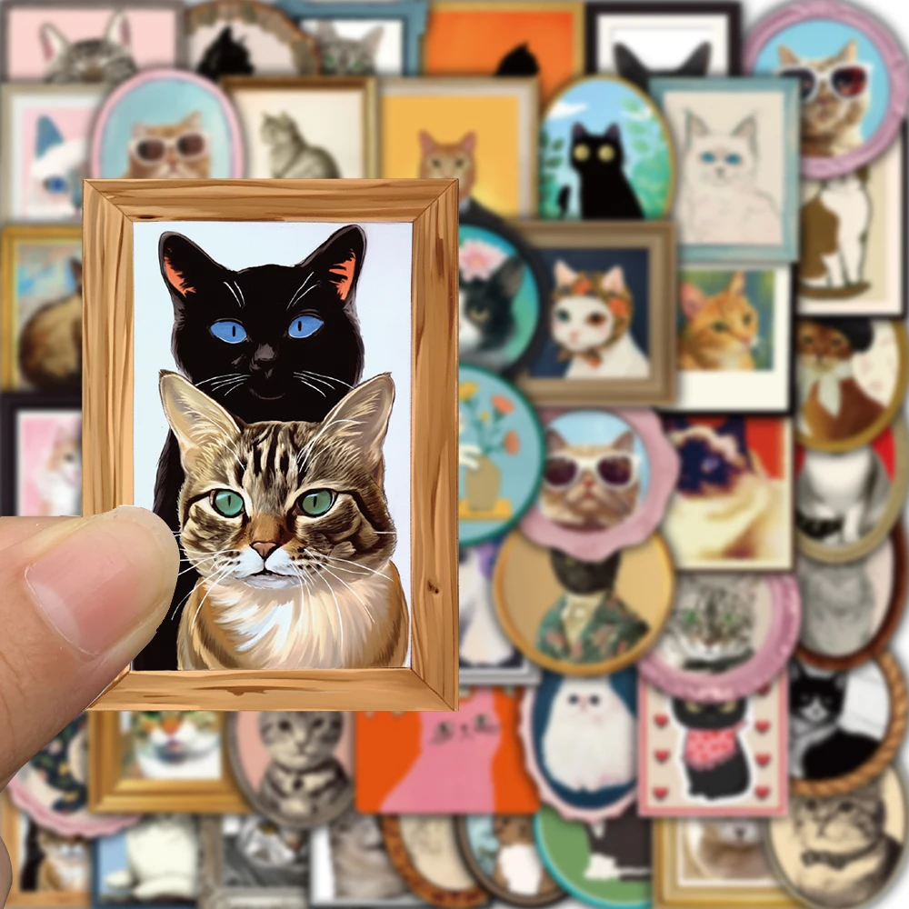 50PCS Cute Cat Sticker Notebook Gift Luggage Scrapbooking Stationery Waterproof Graffiti Coffee Phone Stationery Cartoon Sticker image 3