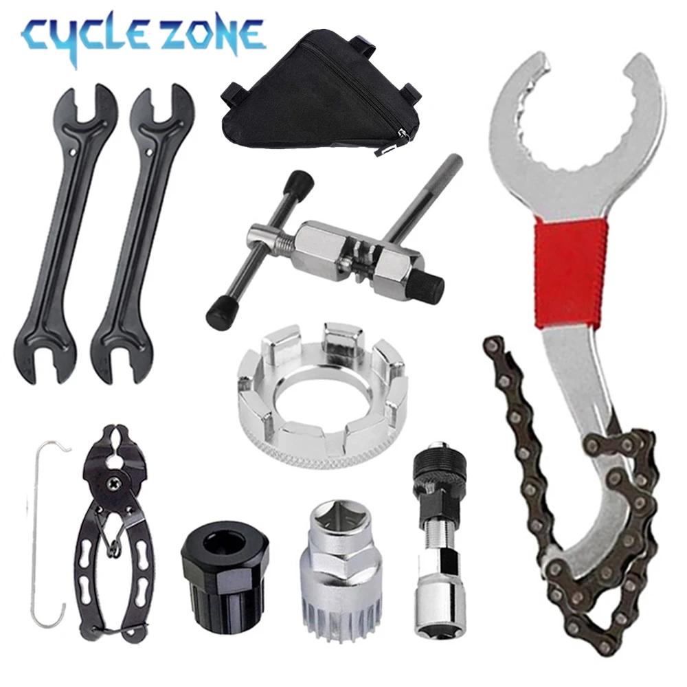 ชุดเครื่องมือซ่อมจักรยาน Flywheel Remover เครื่องตัด CHAIN Breaker Crank PULLER Spoke ประแจ MTB ROAD BIKE ชุดเครื่องมือบํารุงรักษา