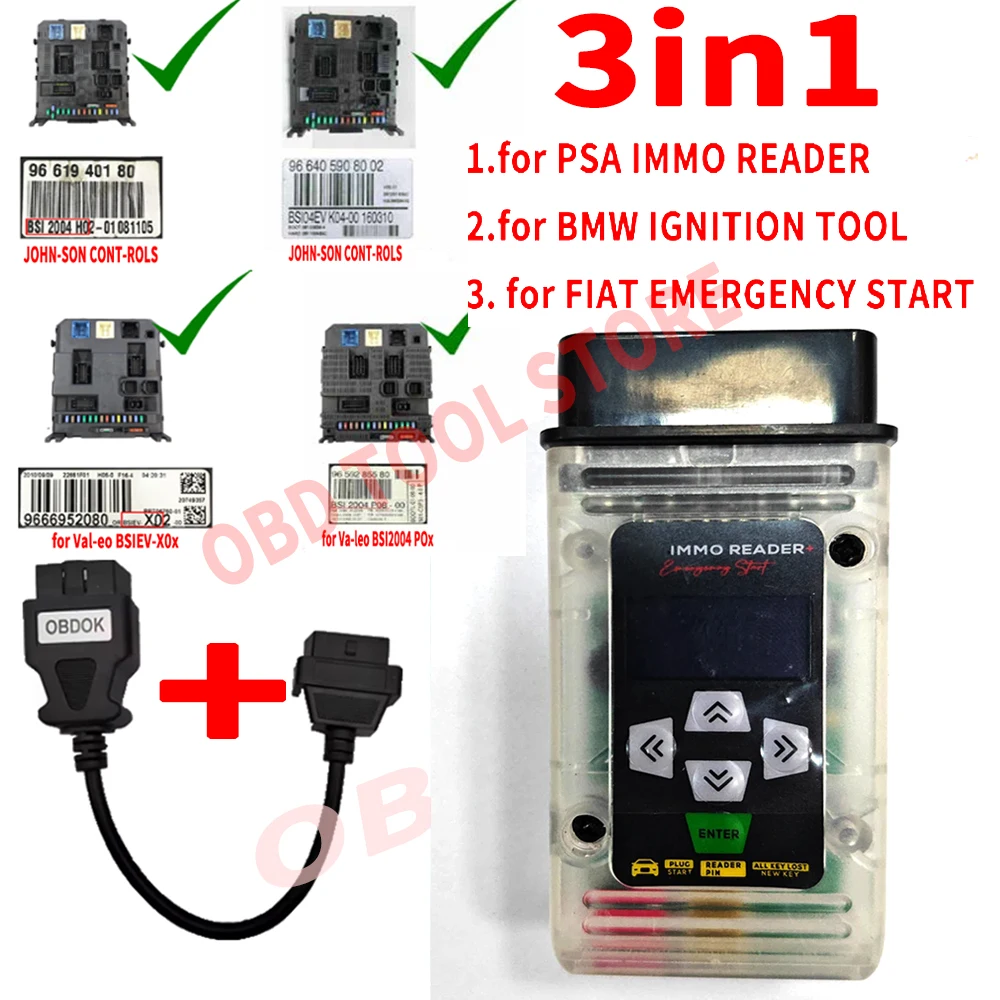 

FOR PSA Immo Reader Emergency Start 3in1 FOR PSA for FIAT for BMW Plug and Play Update Version 1.1 for BMW Force Ignition Tool