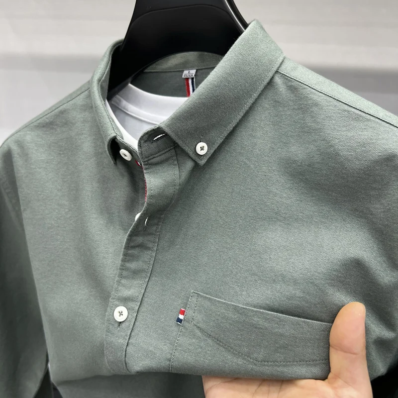 Hot Spring Man New Long-Sleeved Shirt 100%cotton Lapel Pocket European Style Design Shirt Fashion Versatile Leisure MensClothing
